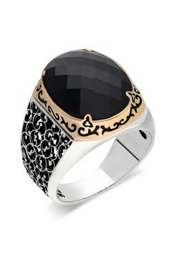 Sarmaşık Model Siyah Zirkon Taşlı Gümüş Yüzük
