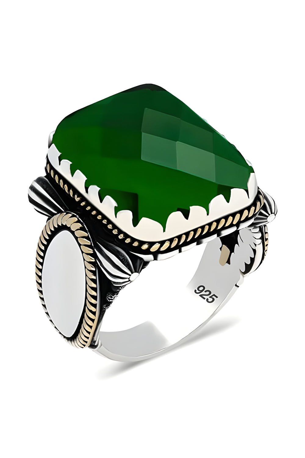 Yeşil Zirkon Taşlı Gümüş Yüzük