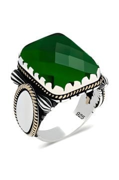 Yeşil Zirkon Taşlı Gümüş Yüzük