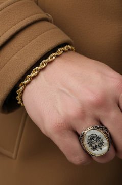 Sedef Taşı Üzerine Osmanlı Devlet Arması Yüzük