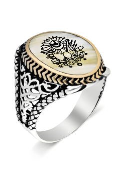 Sedef Taşı Üzerine Osmanlı Devlet Arması Yüzük