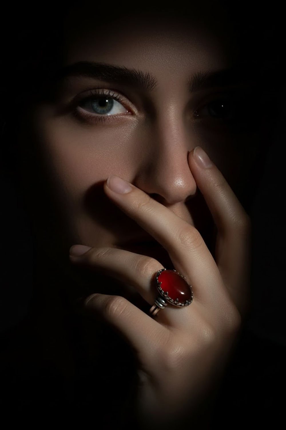 Çift Kol Model Akik Taşlı El İşi Gümüş Yüzük