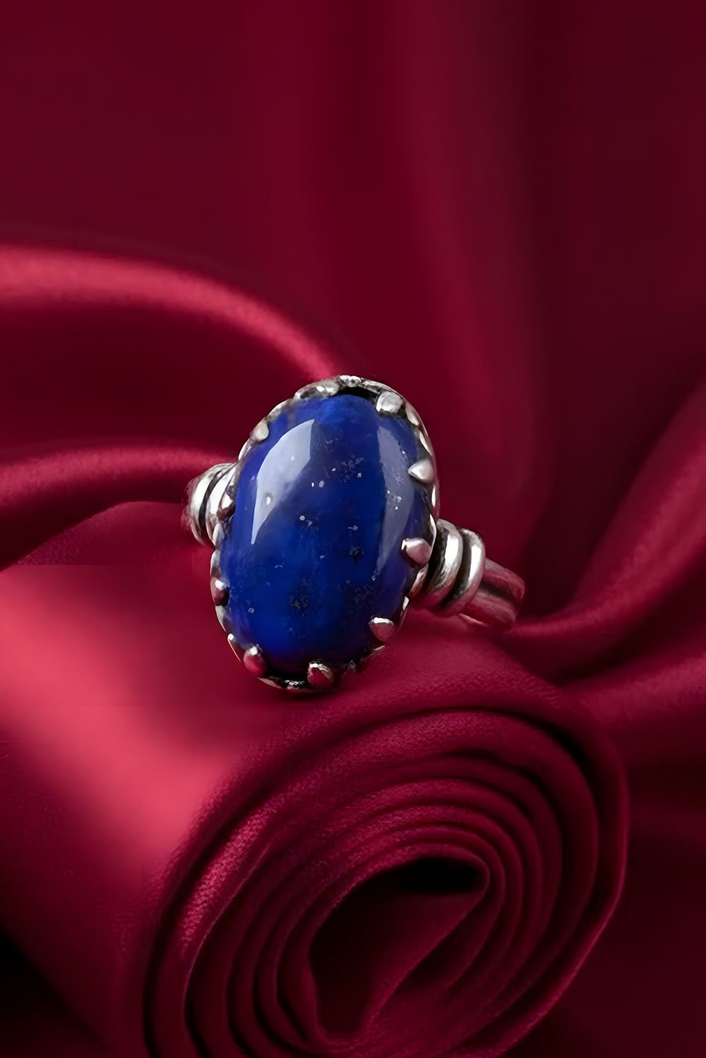 Çift Kol Model Lapis Lazuli Taşlı El İşi Yüzük