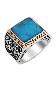 Kare Model Firüze Taşlı Gümüş Yüzük