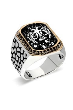 Benekli Model Selçuklu Kartallı Taşsız Yüzük