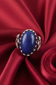 Çınar Yaprağı Lapis Taşlı El İşi Gümüş Yüzük