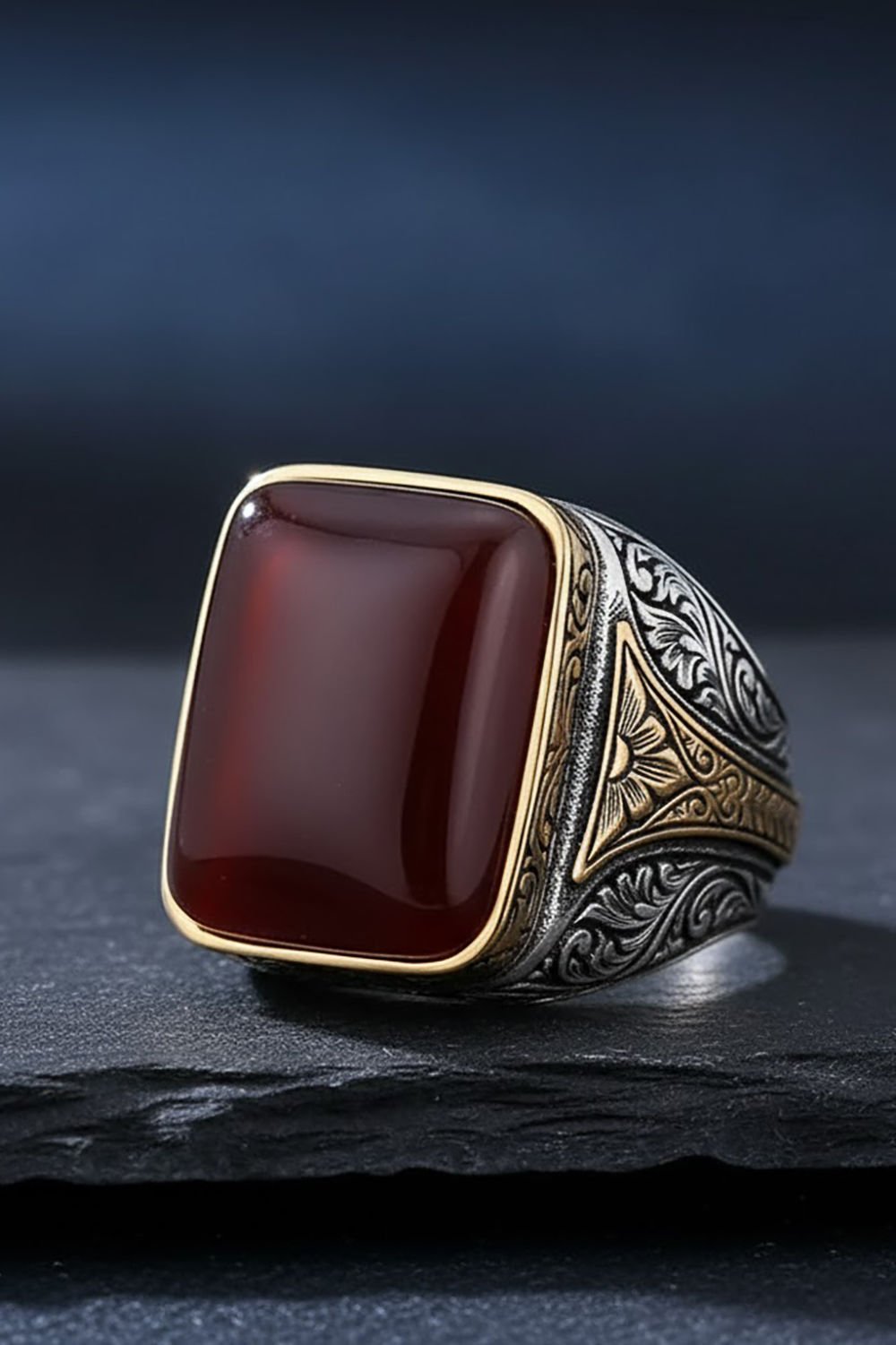 Akik Taşlı Gümüş Yüzük