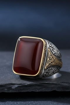 Akik Taşlı Gümüş Yüzük