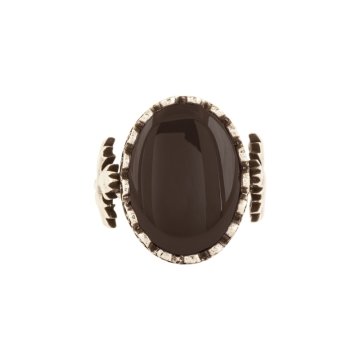 Çınar Yaprağı Oniks Taşlı El İşi Gümüş Yüzük