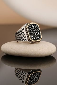 Benekli Model Taşsız Gümüş Yüzük