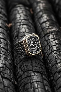 Benekli Model Taşsız Gümüş Yüzük