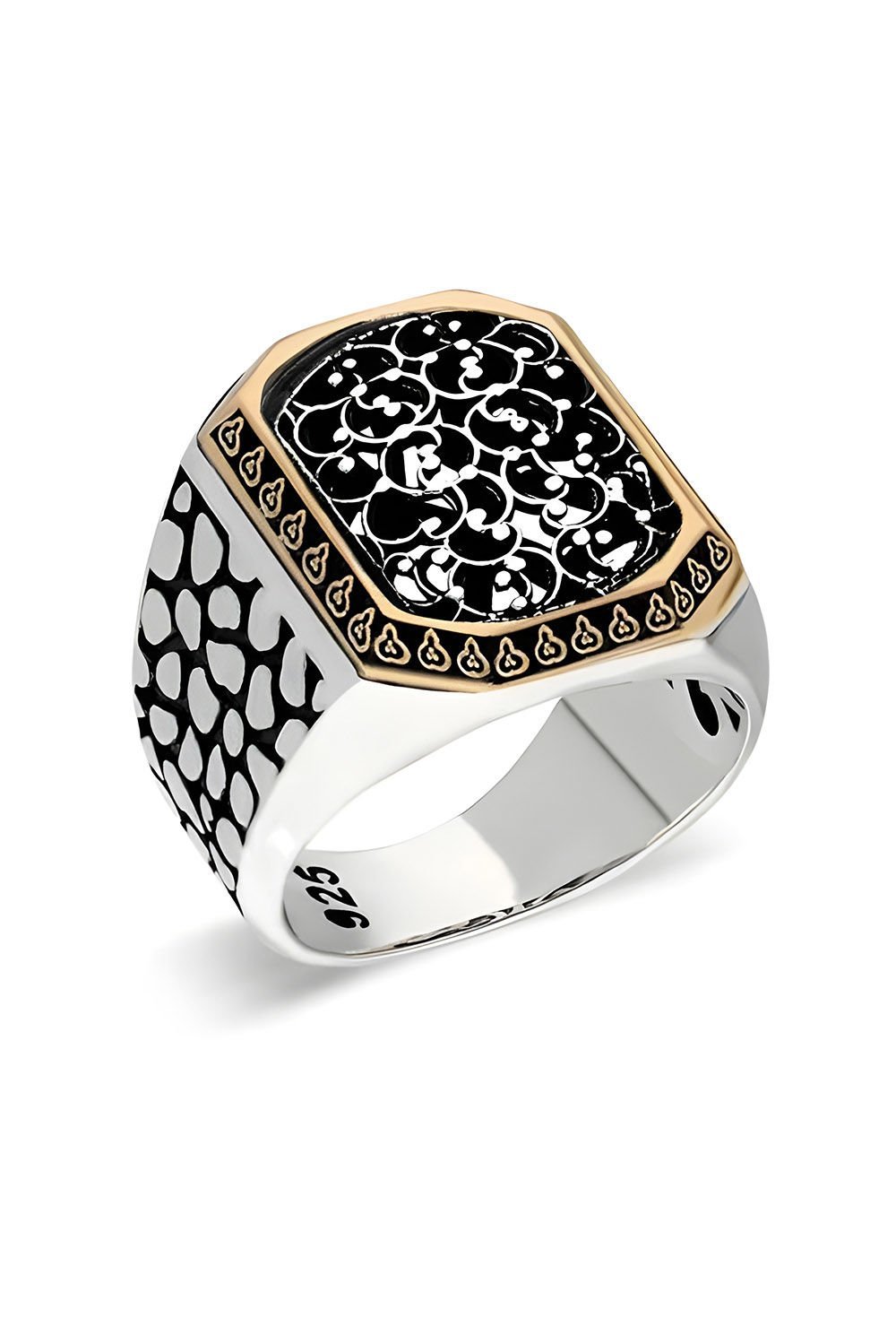 Benekli Model Taşsız Gümüş Yüzük