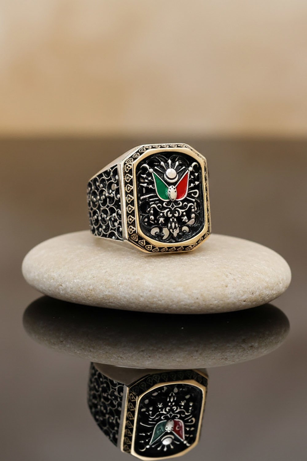 Sarmaşık Model Osmanlı Devlet Armalı Taşsız Yüzük