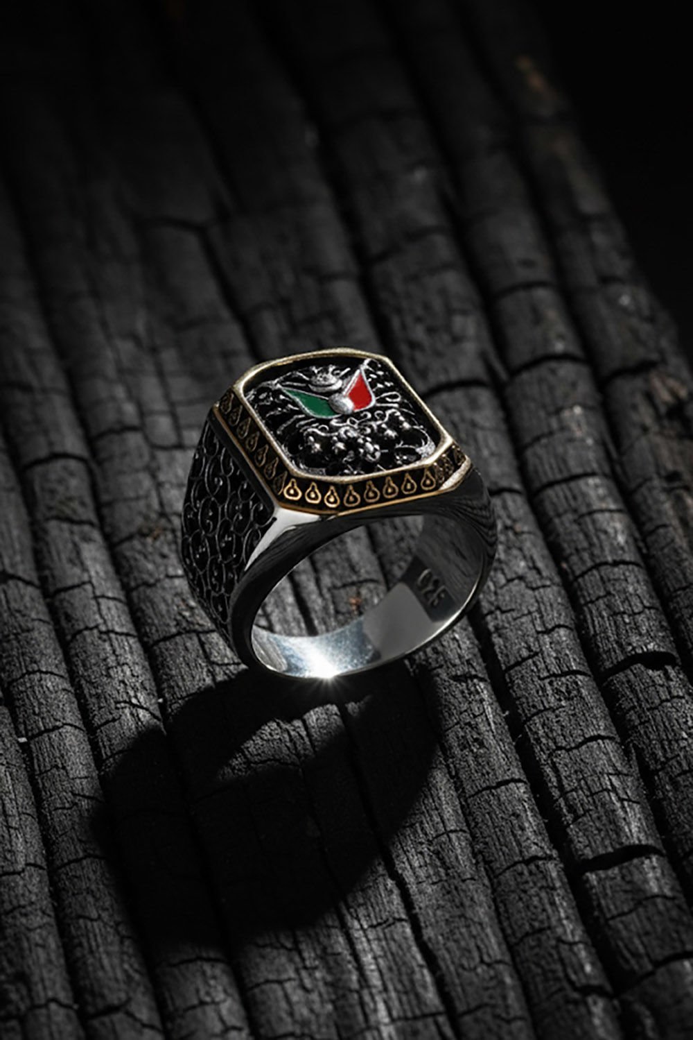 Sarmaşık Model Osmanlı Devlet Armalı Taşsız Yüzük