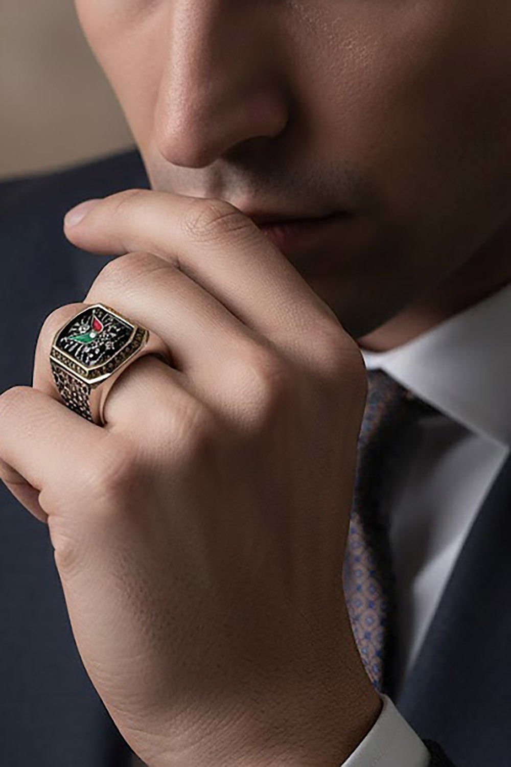 Sarmaşık Model Osmanlı Devlet Armalı Taşsız Yüzük