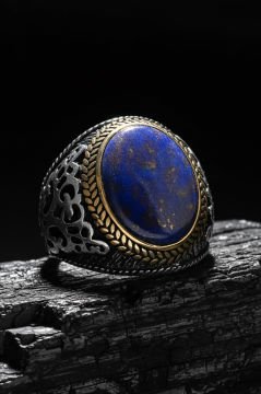 Lapis Lazuli Taşlı Gümüş Erkek Yüzük
