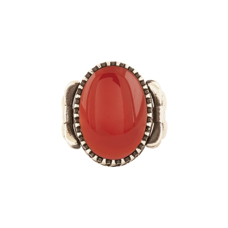 Kurdele Model Akik Taşlı El İşi Gümüş Yüzük