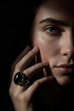 Kurdele Model Oniks Taşlı El İşi Gümüş Yüzük