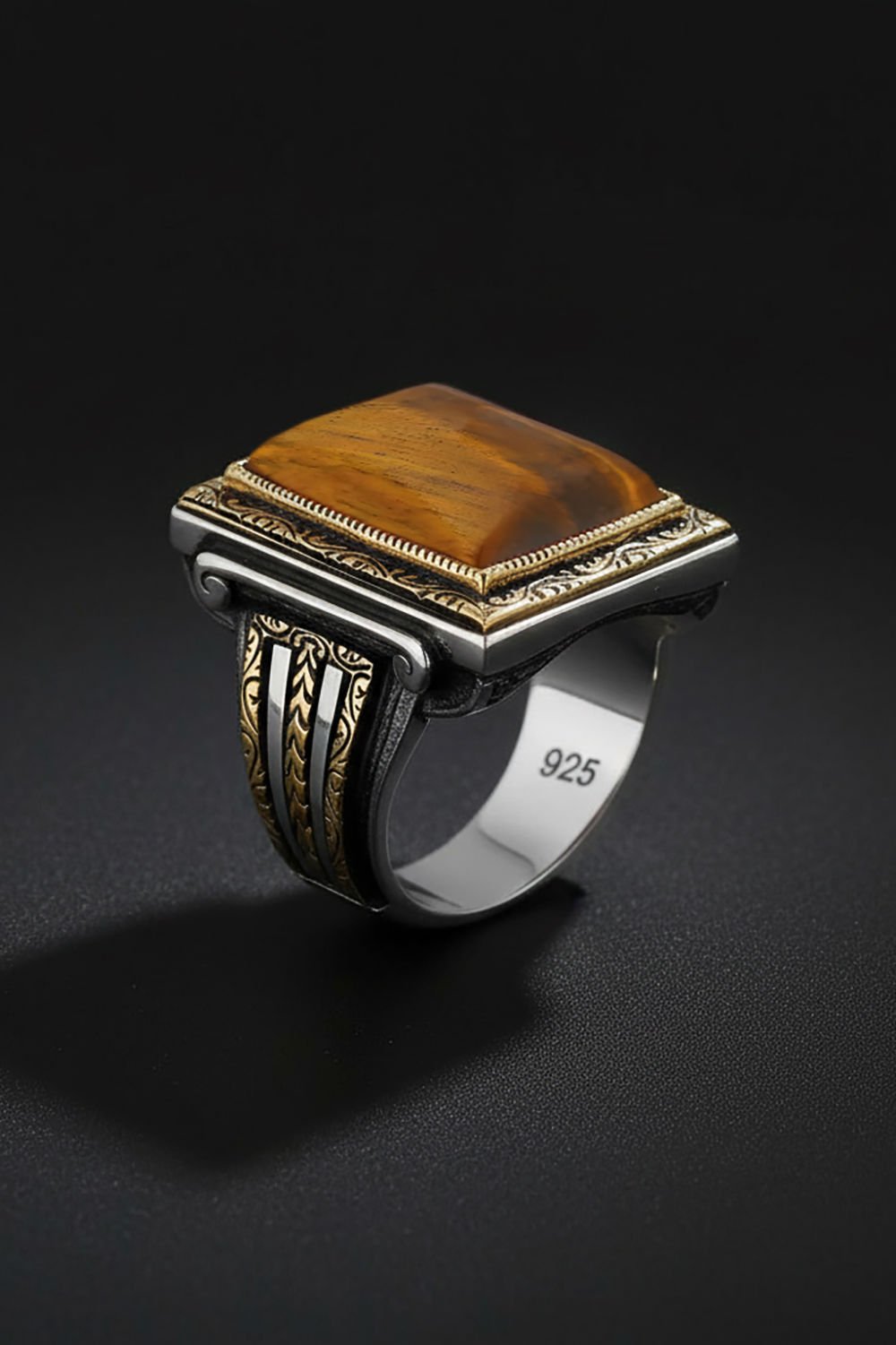 Kaplangözü Dikdörtgen Model Kalem İşleme Yüzük