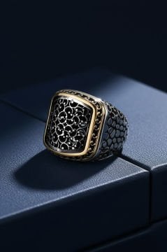 Benekli Model Sade Taşsız Gümüş Yüzük