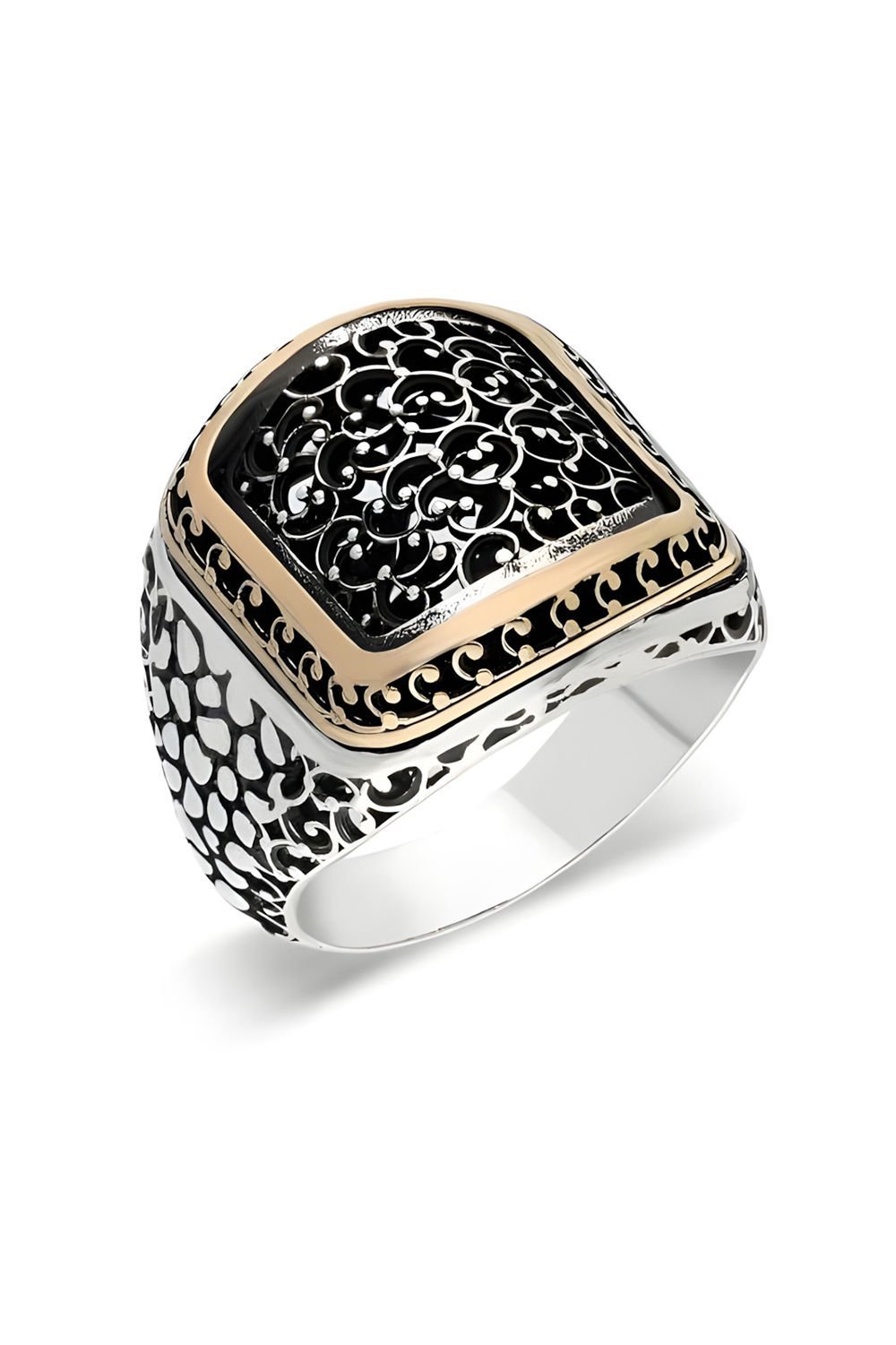 Benekli Model Sade Taşsız Gümüş Yüzük