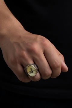 Sedef Taşı Üzerine Tuğra Gümüş Erkek Yüzük