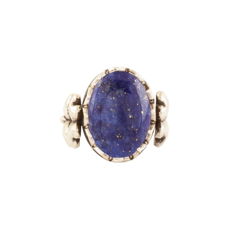 Yonca Model Lapis Lazuli Taşlı El İşi Gümüş Yüzük