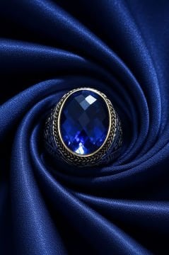 Mavi Zirkon Taşlı Gümüş Erkek Yüzük