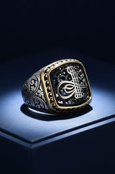 Kalem İşlemeli Tuğra Model Taşsız Gümüş Yüzük