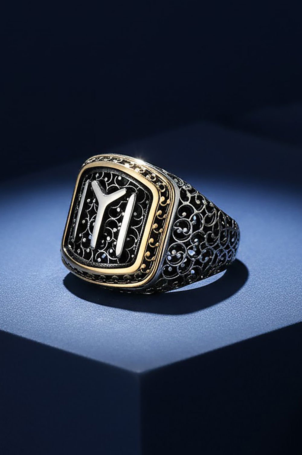 Sarmaşık Desenli Kayı Model Taşsız Gümüş Yüzük