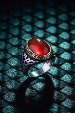 Akik Taşlı Gümüş Erkek Yüzük