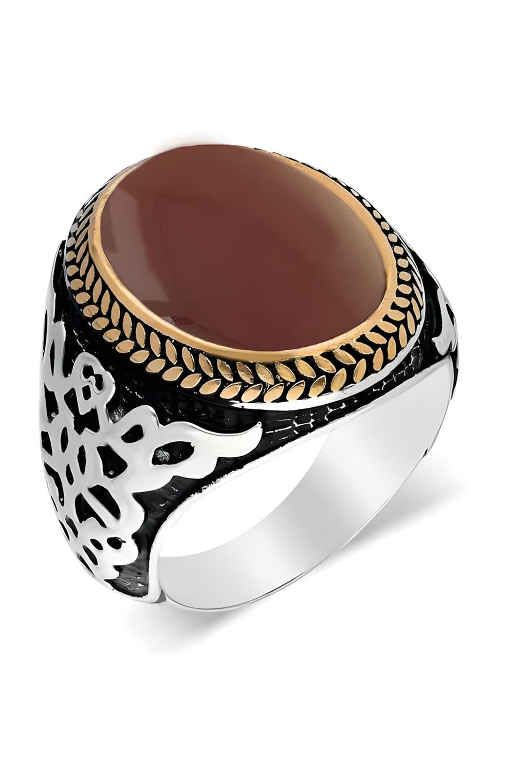 Akik Taşlı Gümüş Erkek Yüzük