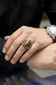 Kaplangözü Taşlı El İşi Gümüş Yüzük