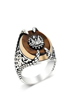 Pençe Model Kaplangözü Taşı Devlet Arması Yüzük