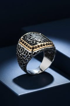 Sarmaşık Desenli Tuğra Model Taşsız Gümüş Yüzük