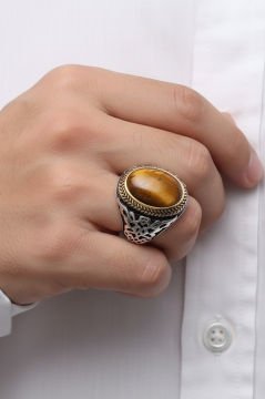 Kaplangözü Taşlı Gümüş Erkek Yüzük