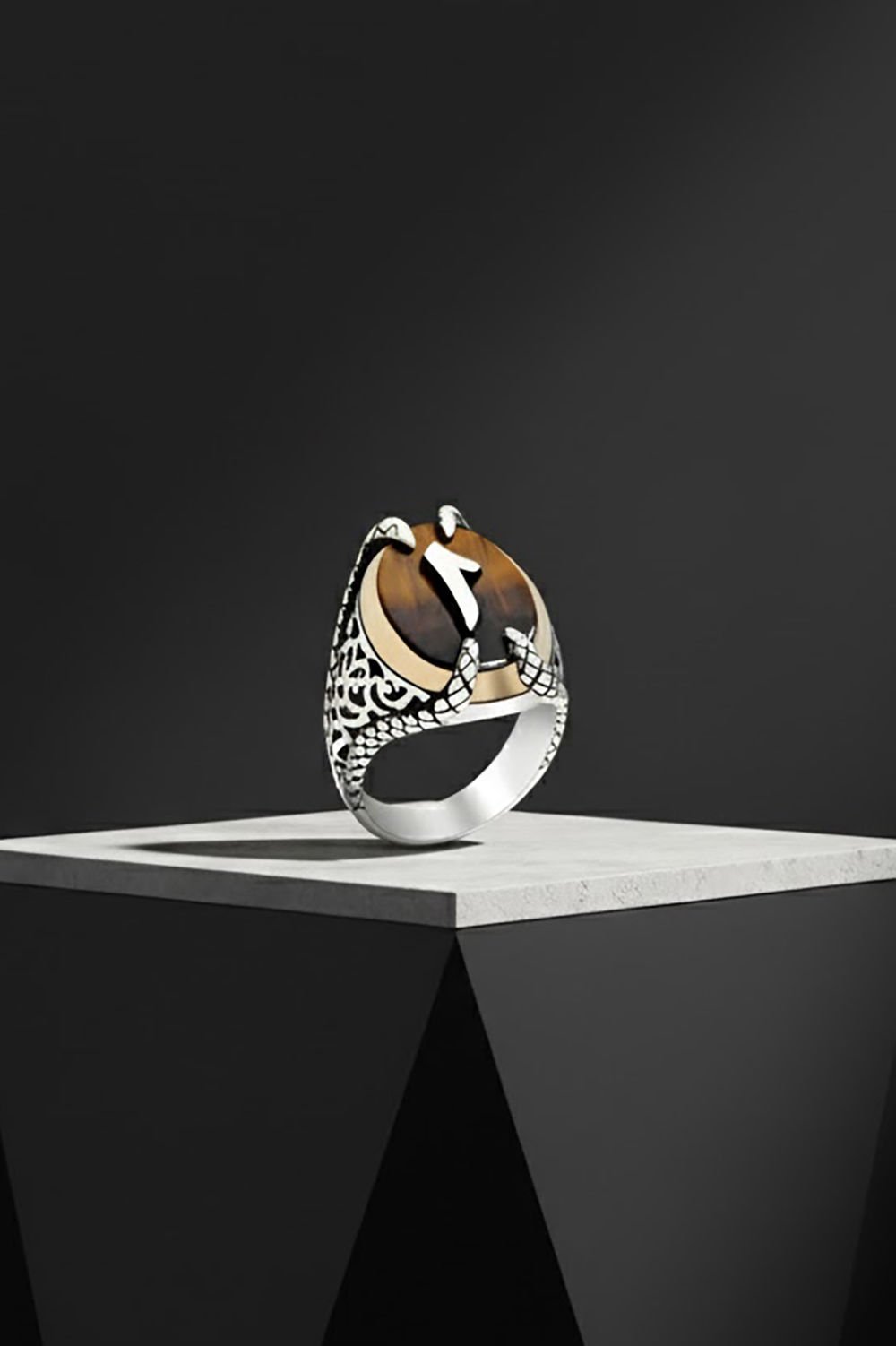 Pençe Model Kaplangözü Taşı Üzerine Elif Yüzük