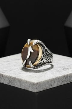 Pençe Model Kaplangözü Taşı Üzerine Elif Yüzük