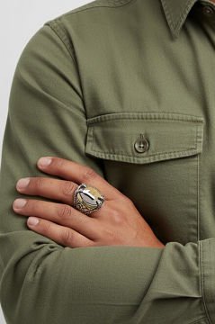 Pençe Model Kaplangözü Taşı Üzerine Elif Yüzük