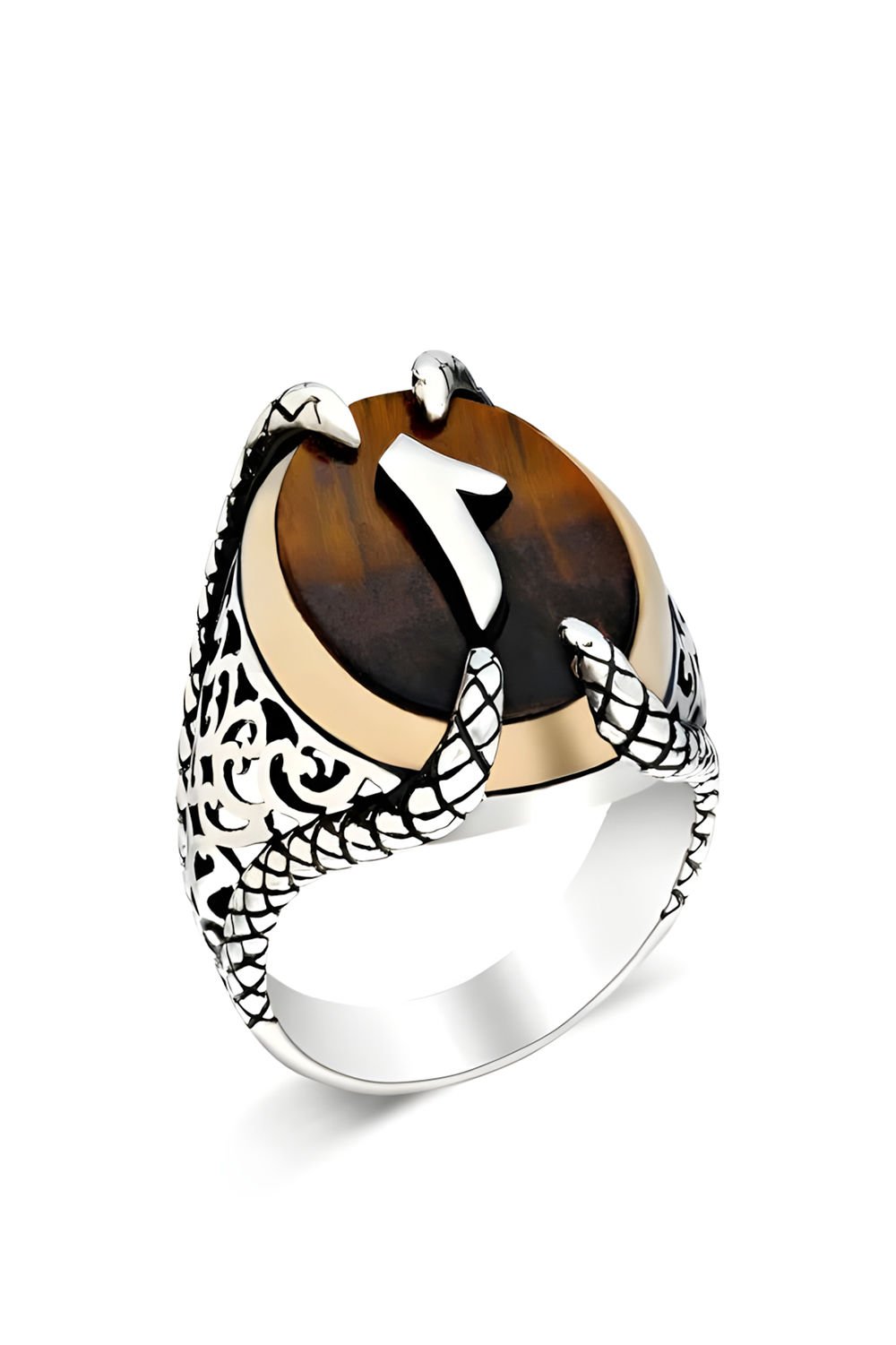 Pençe Model Kaplangözü Taşı Üzerine Elif Yüzük