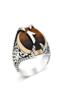 Pençe Model Kaplangözü Taşı Üzerine Elif Yüzük