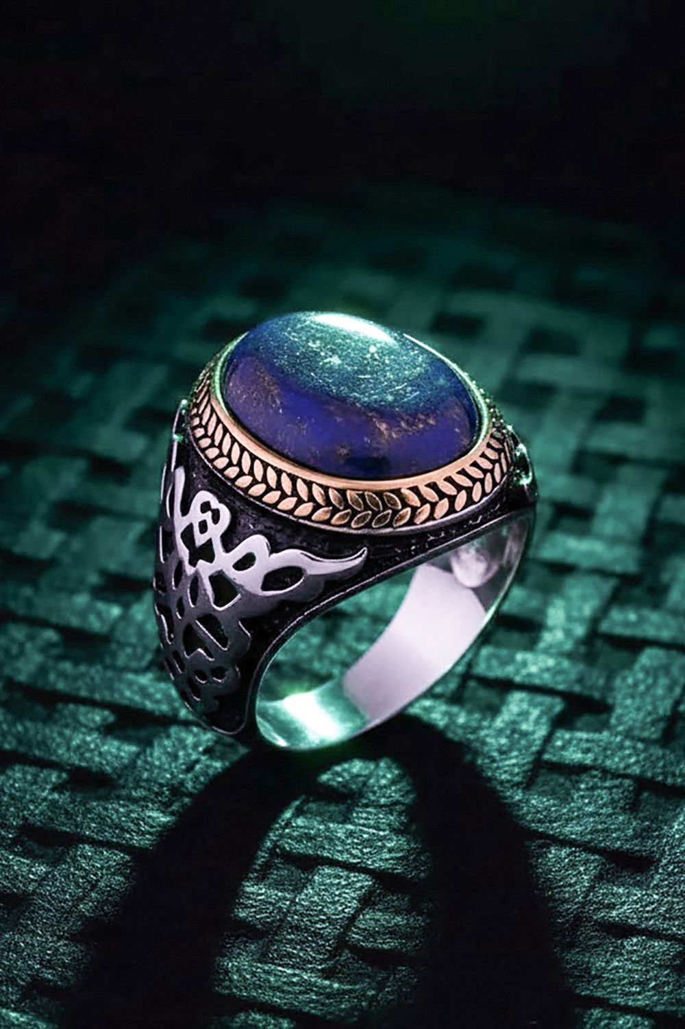 Lapis Lazuli Taşlı Gümüş Erkek Yüzük