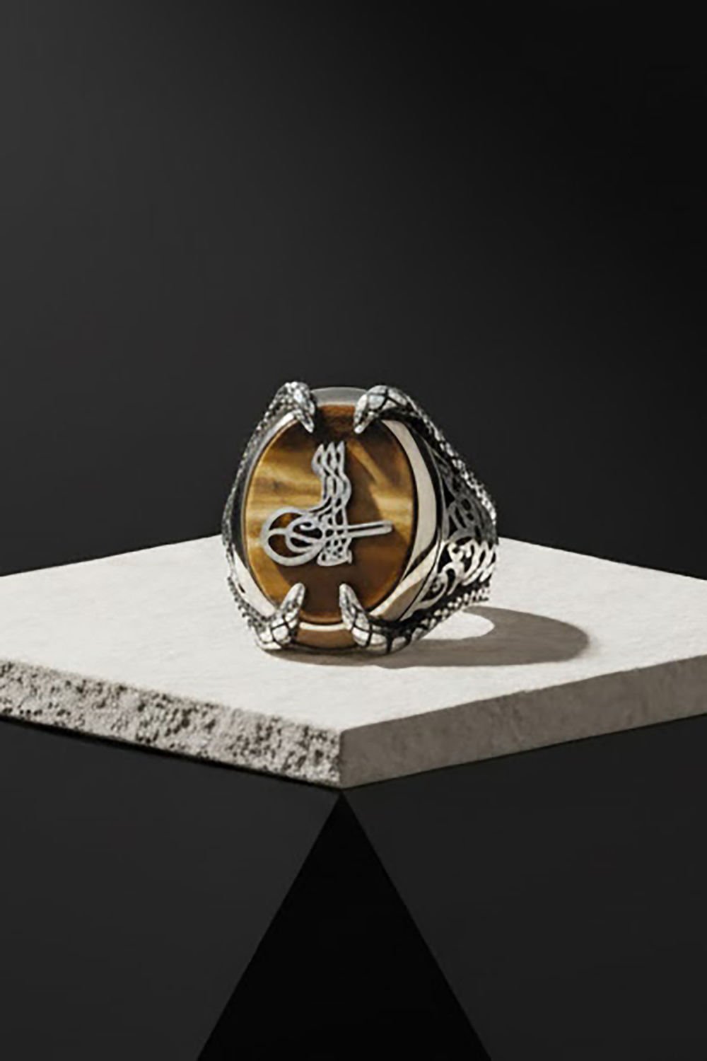 Pençe Model Kaplangözü Taşı Üzerine Tuğra Yüzük