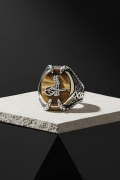 Pençe Model Kaplangözü Taşı Üzerine Tuğra Yüzük