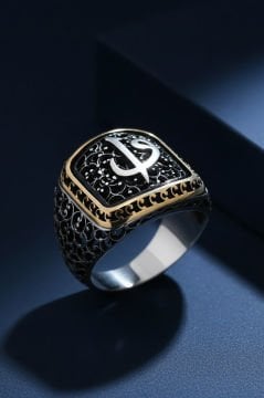 Sarmaşık Desenli Vav Elif Model Taşsız Yüzük