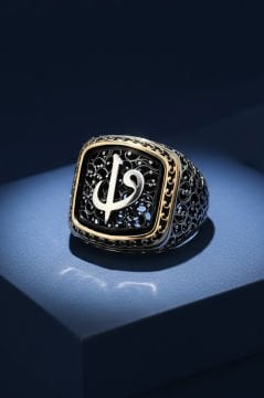 Sarmaşık Desenli Vav Elif Model Taşsız Yüzük