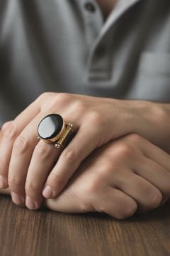 Oniks Taşlı Atılgan Model Gümüş Yüzük