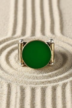 Yeşil Akik Taşlı Atılgan Model Gümüş Yüzük