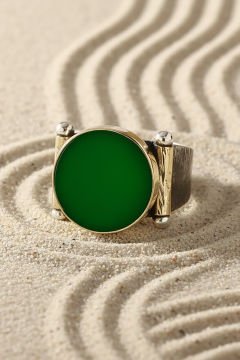 Yeşil Akik Taşlı Atılgan Model Gümüş Yüzük