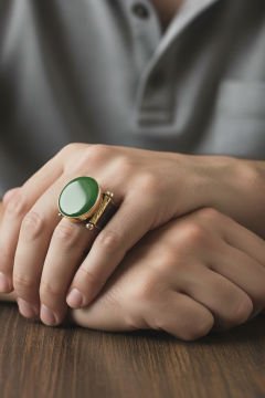 Yeşil Akik Taşlı Atılgan Model Gümüş Yüzük